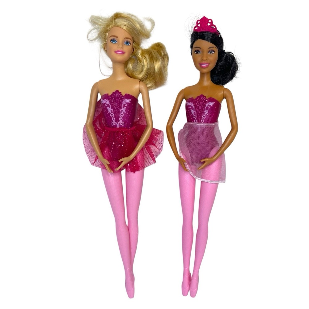 Barbie‎ Fairytale Ballerina Blonde Dark Hair Tutu Dancer Set Of 2 Fashion Dolls